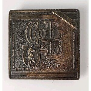 1978 Colt 45 Belt Buckle Bottle Opener Jimm Watson 2.5"x 2.5" Beer Vintage